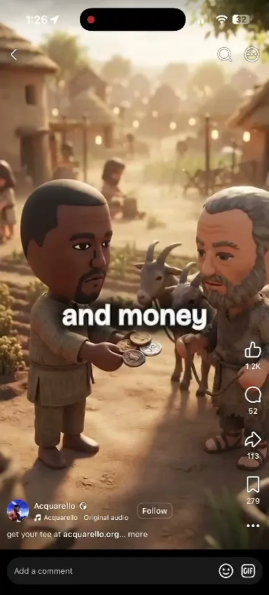 A raw phone screenshot of the example video, with the app buttons still around it